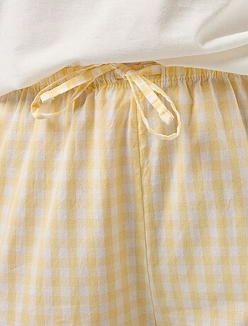 Conjunto de pijama de camiseta + pantalón de cuadros - 2 piezas