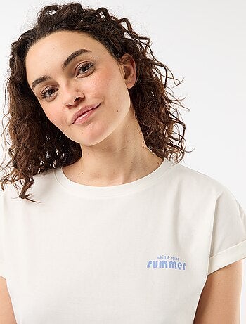 Conjunto de pijama de camiseta + pantalón de cuadros - 2 piezas