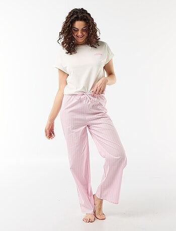 Conjunto de pijama de camiseta + pantalón de rayas - 2 piezas