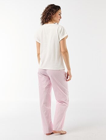 Conjunto de pijama de camiseta + pantalón de rayas - 2 piezas