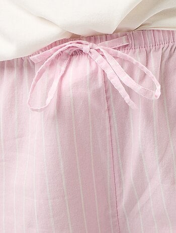 Conjunto de pijama de camiseta + pantalón de rayas - 2 piezas