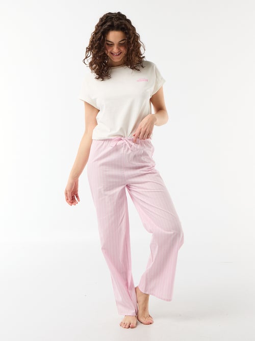 Conjunto de pijama de camiseta + pantalón de rayas - 2 piezas - Kiabi