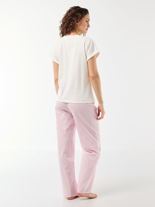 Conjunto de pijama de camiseta + pantalón de rayas - 2 piezas - Kiabi