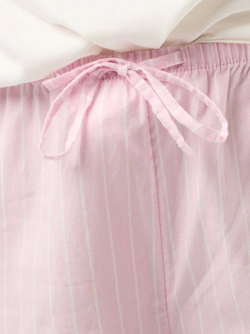 Conjunto de pijama de camiseta + pantalón de rayas - 2 piezas - Kiabi