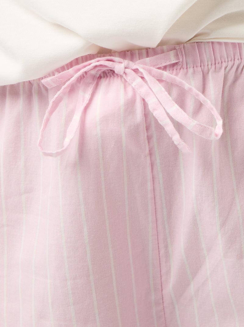 Conjunto de pijama de camiseta + pantalón de rayas - 2 piezas Rosa - Kiabi