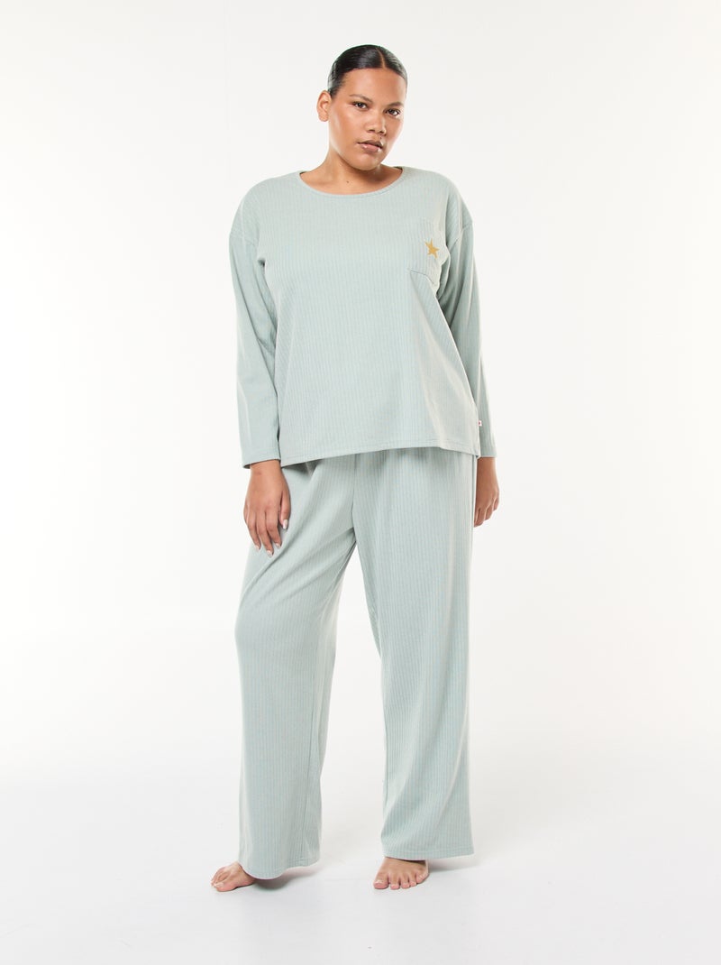 Conjunto de pijama de canalé - 2 piezas Azul - Kiabi