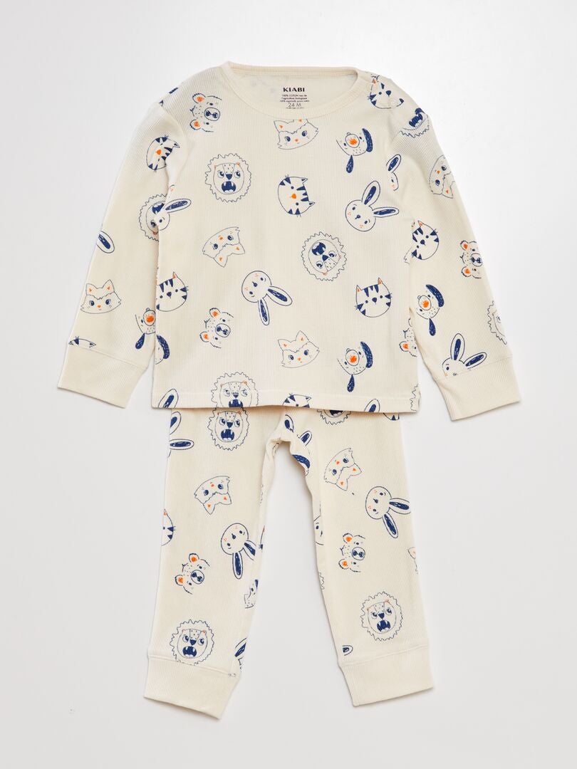 Conjunto de pijama de canalé - 2 piezas BLANCO - Kiabi