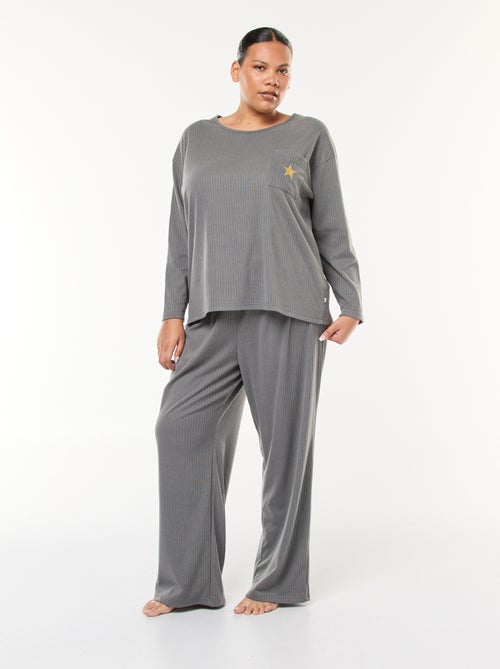 Conjunto de pijama de canalé - 2 piezas - Kiabi