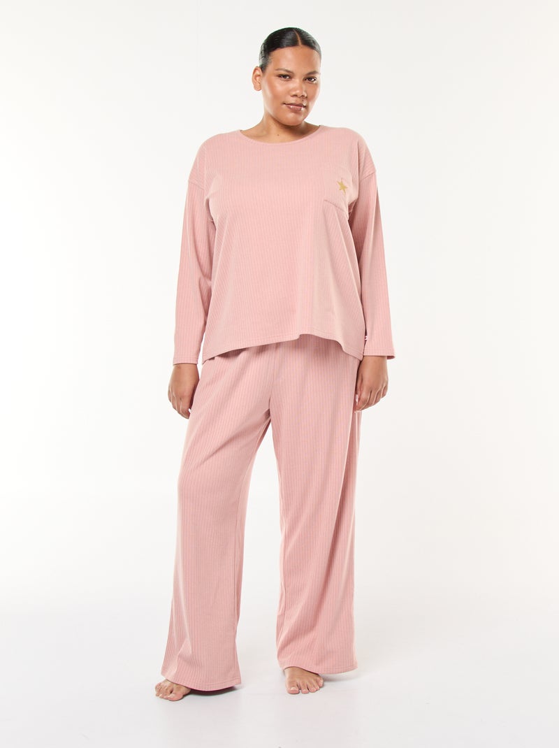 Conjunto de pijama de canalé - 2 piezas Rosa - Kiabi