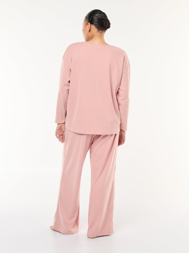 Conjunto de pijama de canalé - 2 piezas Rosa - Kiabi