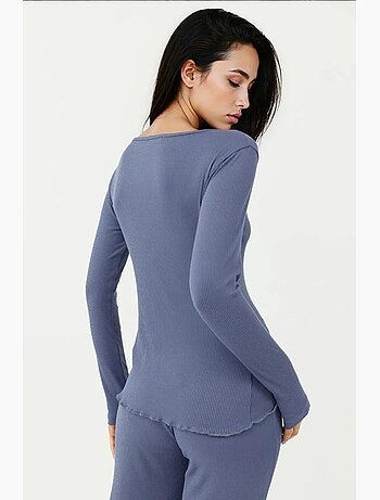 Conjunto de pijama de corte relajado con cuello en v y pierna ancha hiccup