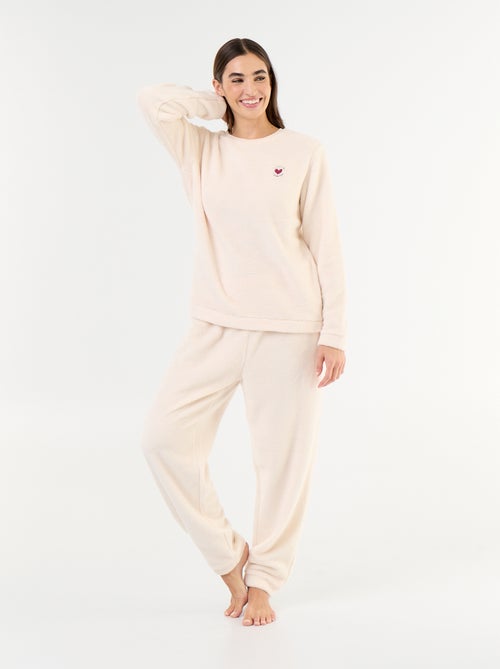 Conjunto de pijama de forro polar camiseta + pantalón - 2 piezas - Kiabi
