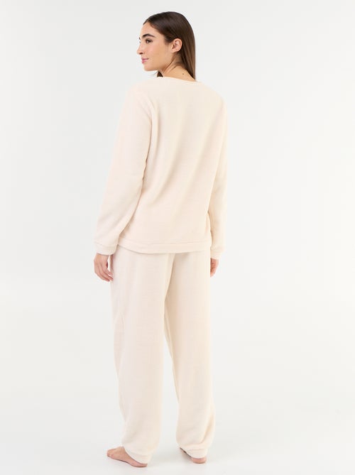 Conjunto de pijama de forro polar camiseta + pantalón - 2 piezas - Kiabi