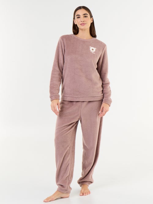 Conjunto de pijama de forro polar camiseta + pantalón - 2 piezas - Kiabi