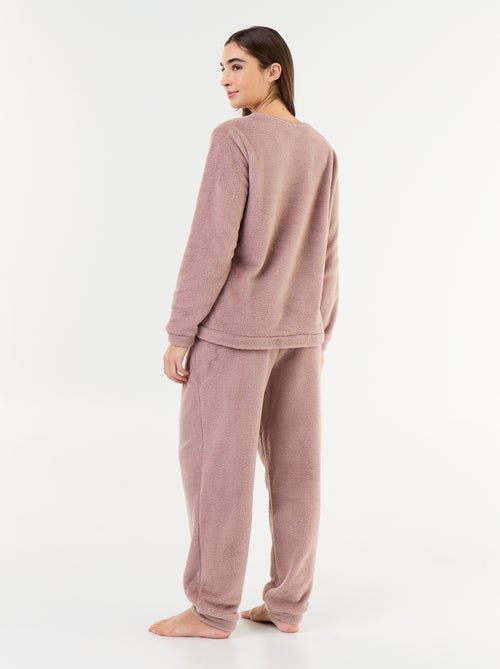 Conjunto de pijama de forro polar camiseta + pantalón - 2 piezas - Kiabi