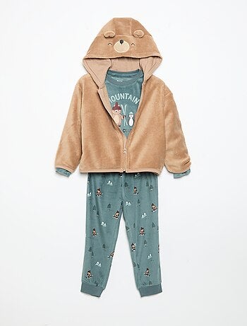 Conjunto de pijama de forro polar con capucha animada - 2 piezas