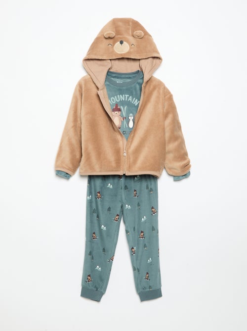 Conjunto de pijama de forro polar con capucha animada - 2 piezas - Kiabi Conjunto de pijama de forro polar con capucha animada - 2 piezas - Kiabi