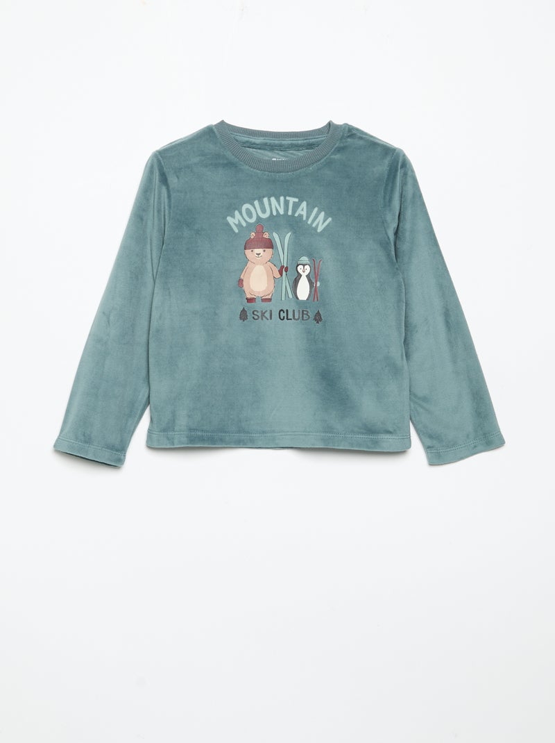 Conjunto de pijama de forro polar con capucha animada - 2 piezas Azul - Kiabi