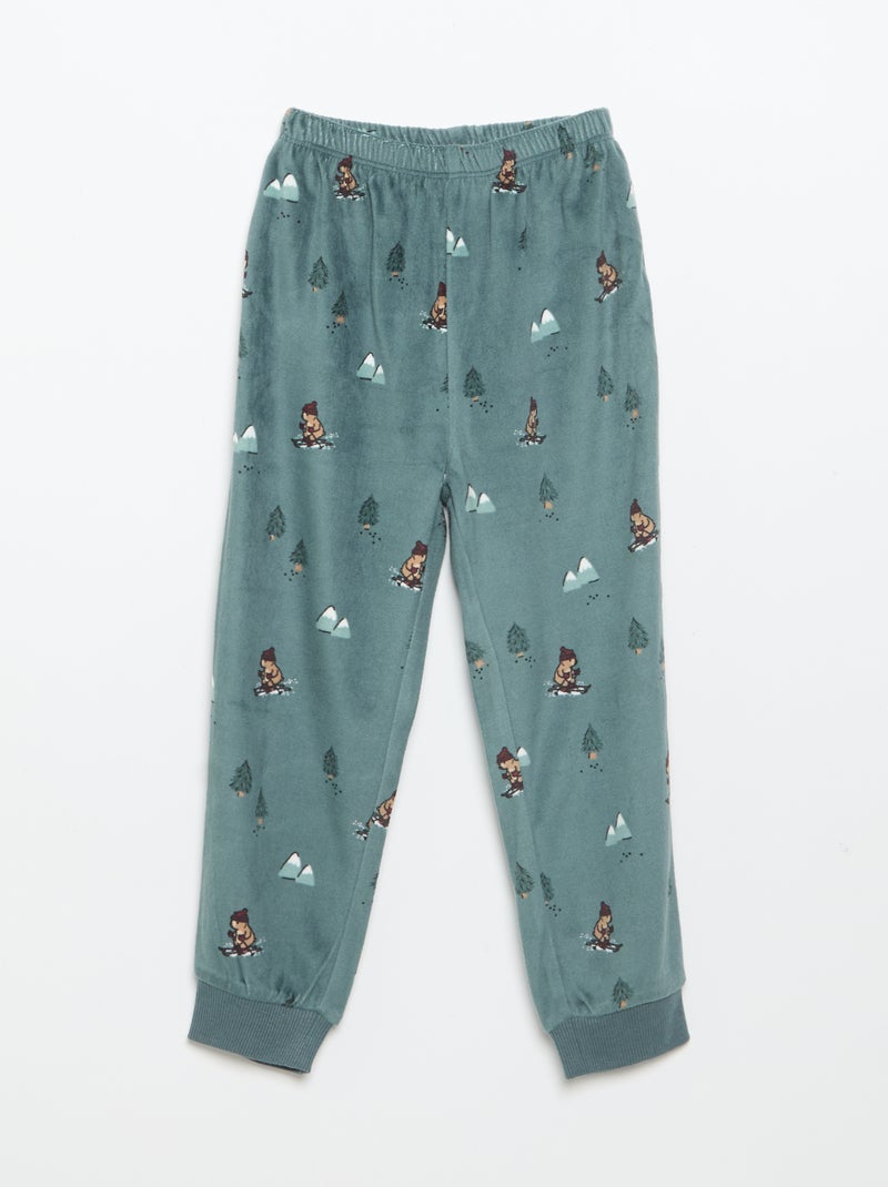 Conjunto de pijama de forro polar con capucha animada - 2 piezas Azul - Kiabi