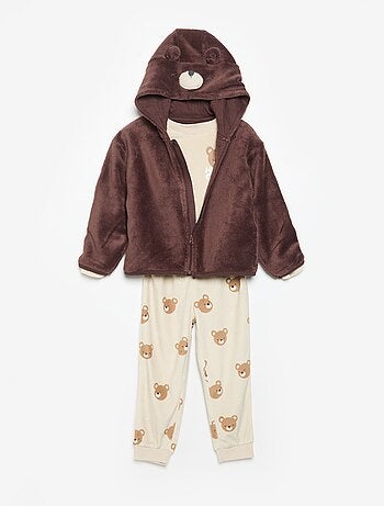 Conjunto de pijama de forro polar con capucha animada - 2 piezas