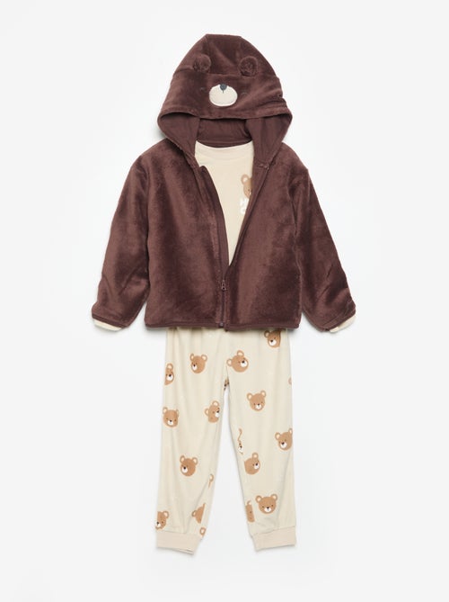 Conjunto de pijama de forro polar con capucha animada - 2 piezas - Kiabi Conjunto de pijama de forro polar con capucha animada - 2 piezas - Kiabi