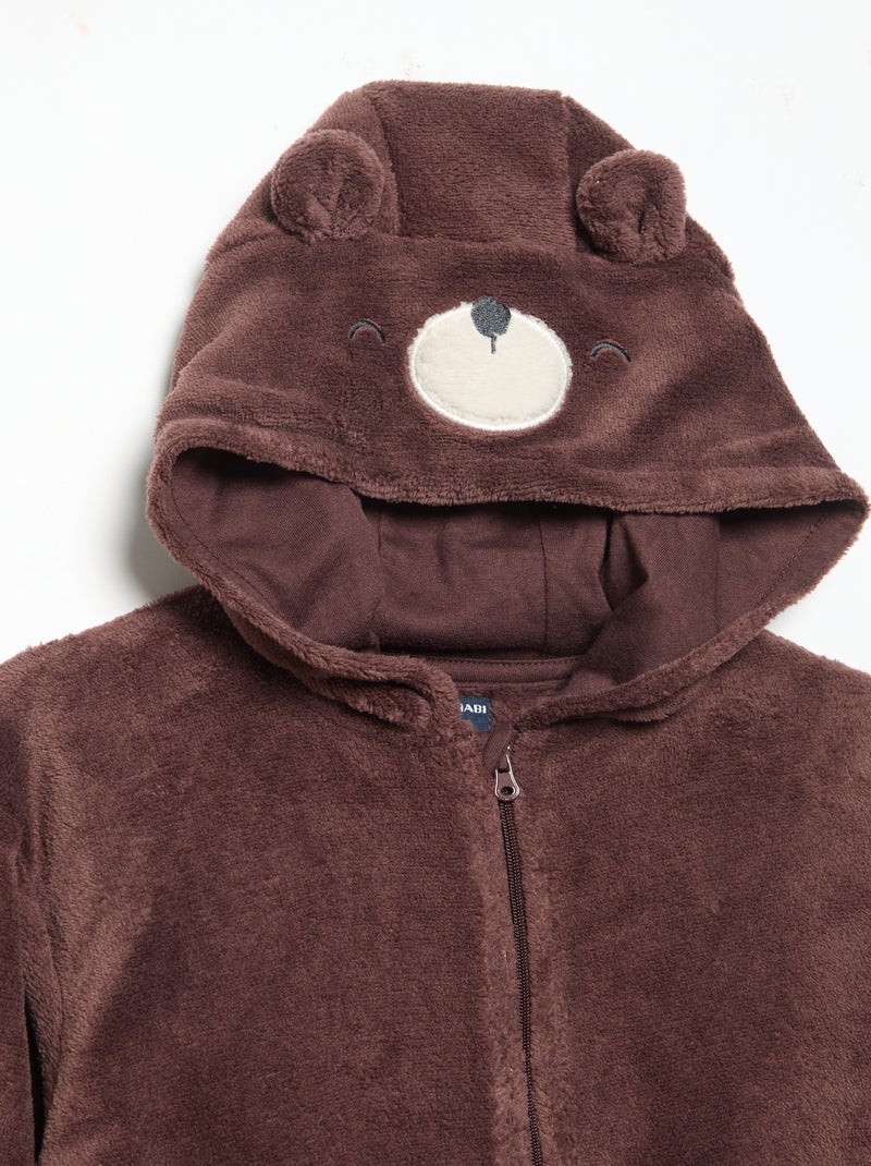 Conjunto de pijama de forro polar con capucha animada - 2 piezas Beige - Kiabi