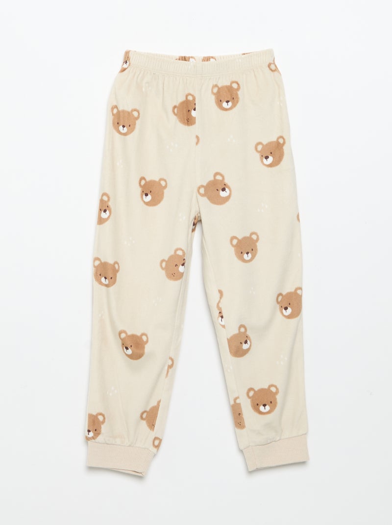 Conjunto de pijama de forro polar con capucha animada - 2 piezas Beige - Kiabi