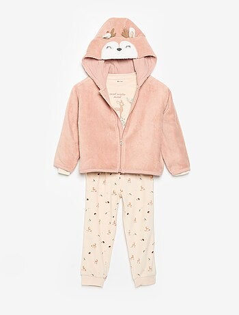 Conjunto de pijama de forro polar con capucha animada - 2 piezas