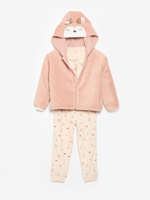 Conjunto de pijama de forro polar con capucha animada - 2 piezas - Kiabi Conjunto de pijama de forro polar con capucha animada - 2 piezas - Kiabi