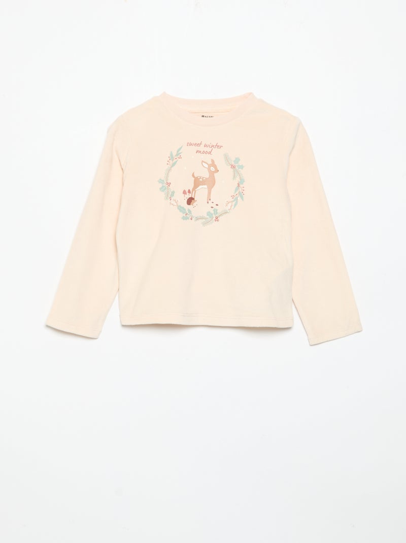 Conjunto de pijama de forro polar con capucha animada - 2 piezas Rosa - Kiabi