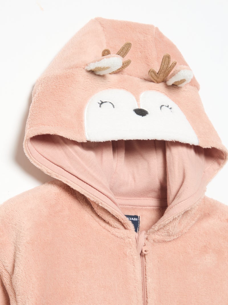 Conjunto de pijama de forro polar con capucha animada - 2 piezas Rosa - Kiabi