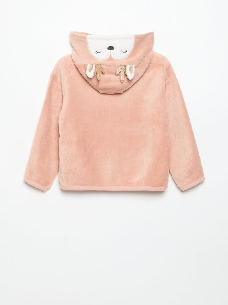 Conjunto de pijama de forro polar con capucha animada - 2 piezas Rosa - Kiabi