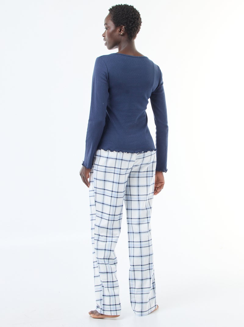 Conjunto de pijama de franela de algodón Blanco - Kiabi