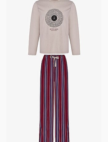 Conjunto de pijama de hombre soundwave a rayas, pantalón largo y manga larga penti