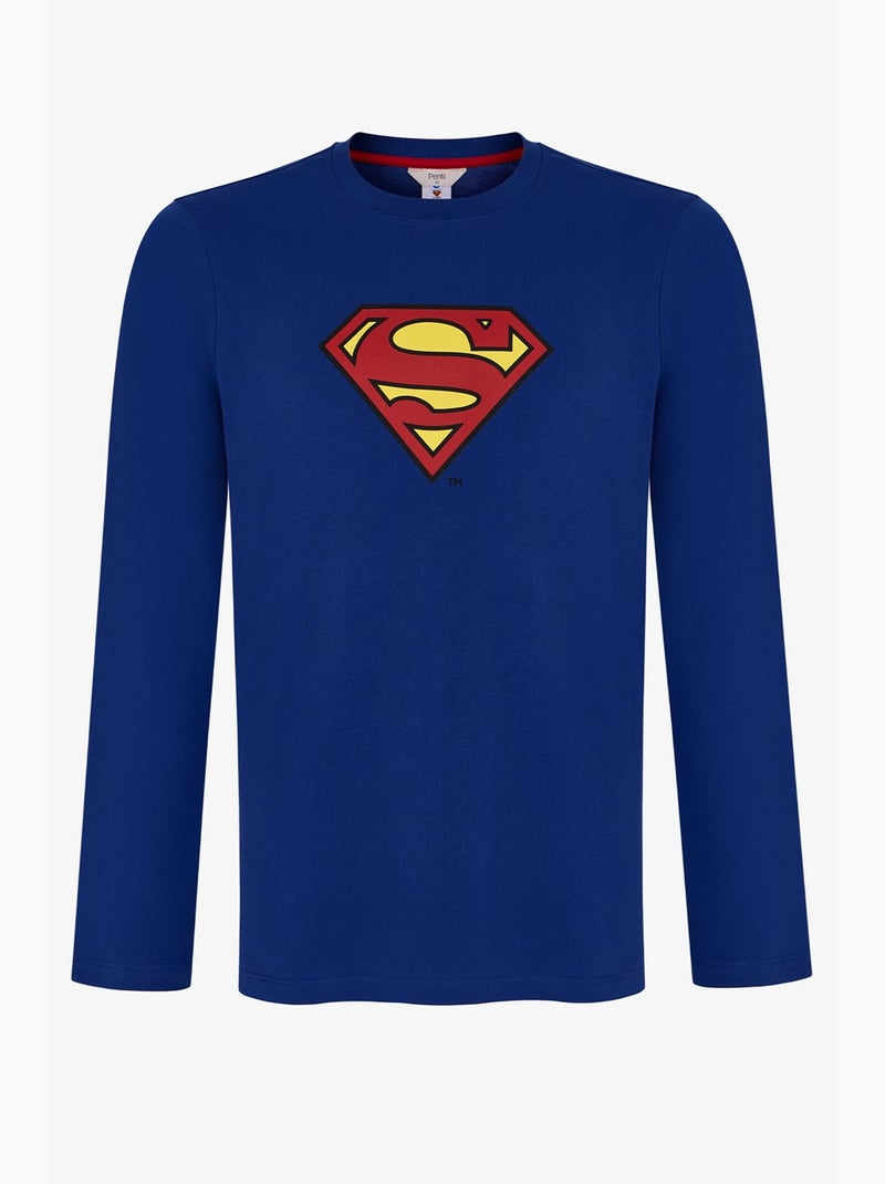 Conjunto de pijama de hombre superman a cuadros de manga larga penti Azul - Kiabi