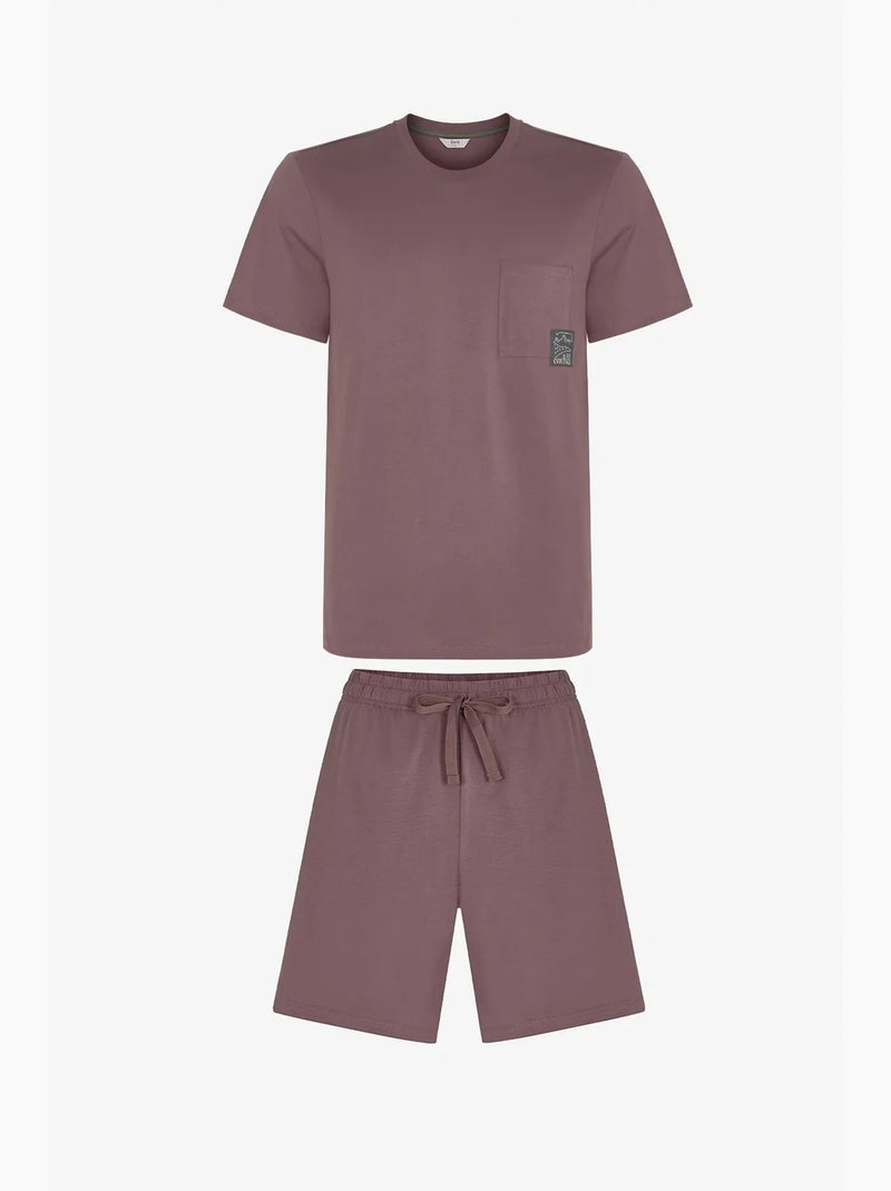 Conjunto de pijama de hombre woodland earth con manga corta y short penti Malva - Kiabi