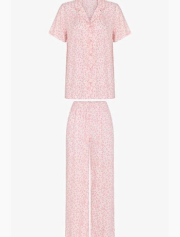 Conjunto de pijama de leopardo con camisa de manga corta y pantalón penti