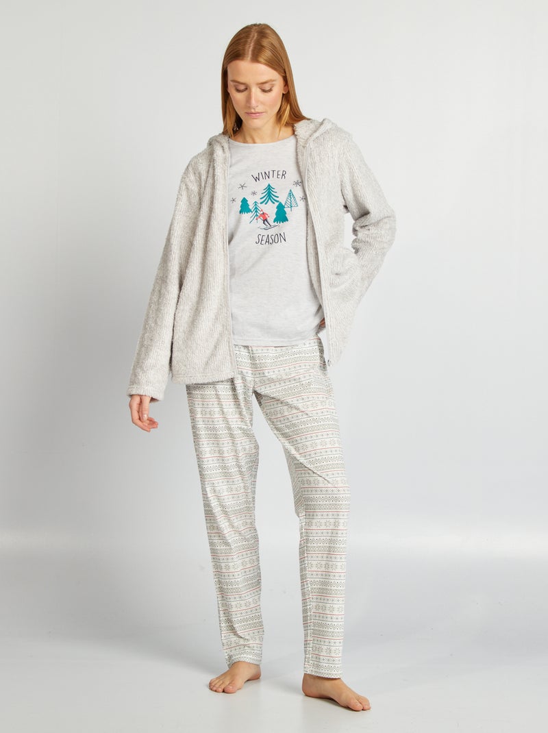 Conjunto de pijama de Navidad - 3 piezas GRIS - Kiabi
