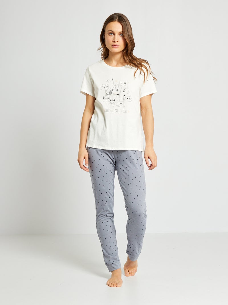Conjunto de pijama de punto - 2 piezas BLANCO - Kiabi