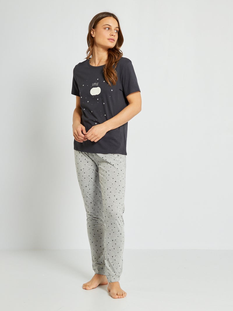 Conjunto de pijama de punto - 2 piezas NEGRO - Kiabi