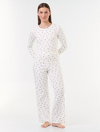 Conjunto de pijama de punto calado + cárdigan efecto borreguito - 3 piezas