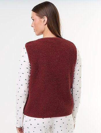 Conjunto de pijama de punto calado + cárdigan efecto borreguito - 3 piezas