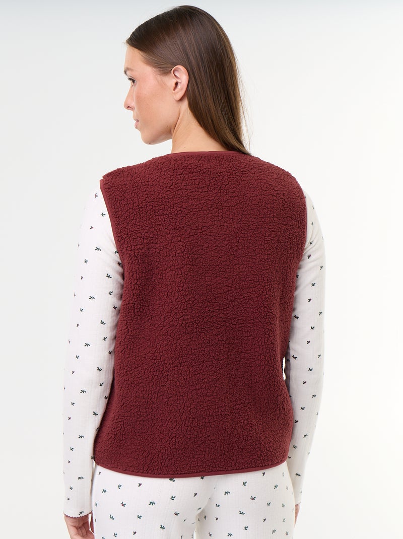 Conjunto de pijama de punto calado + cárdigan efecto borreguito - 3 piezas Blanco - Kiabi