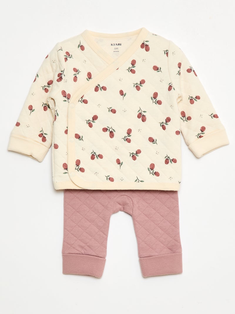 Conjunto de pijama de punto de algodón Blanco - Kiabi