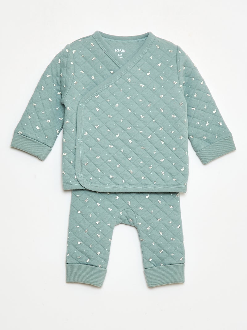 Conjunto de pijama de punto de algodón Verde - Kiabi