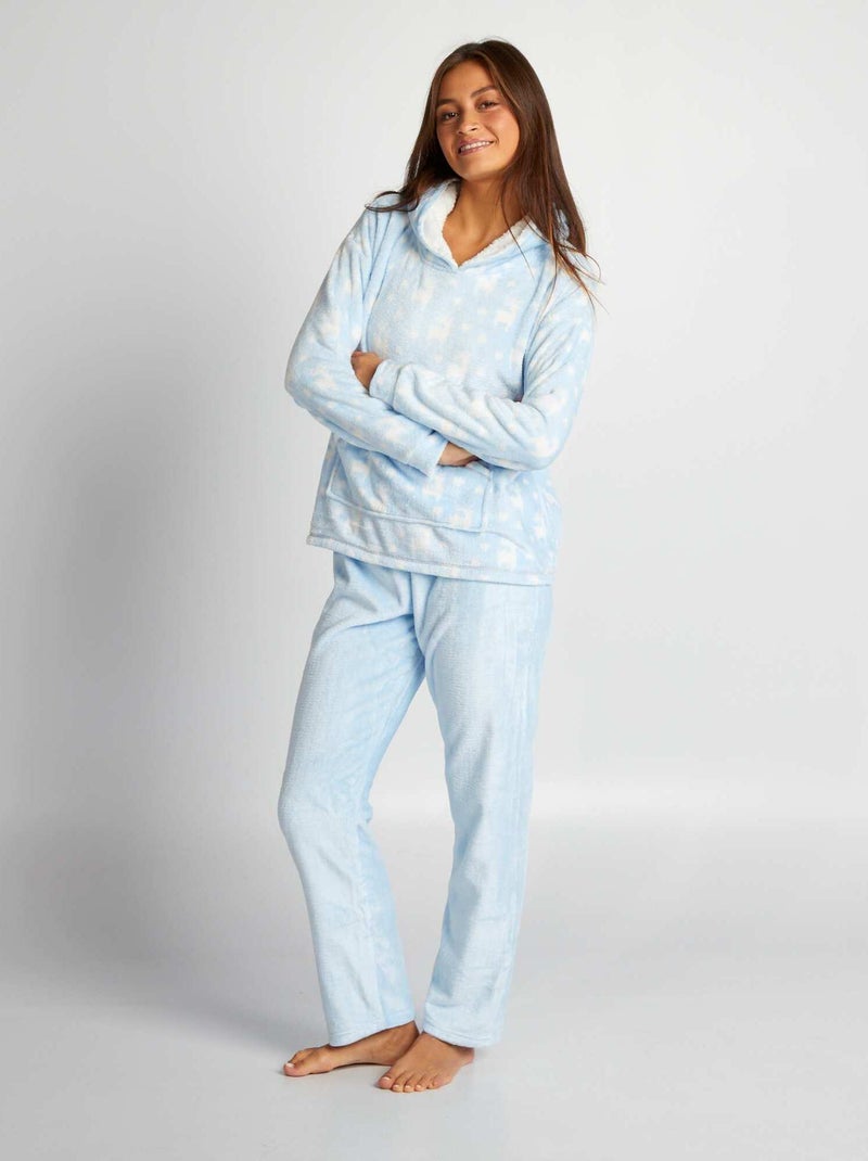 Conjunto de pijama de punto de felpa  - 2 piezas AZUL - Kiabi