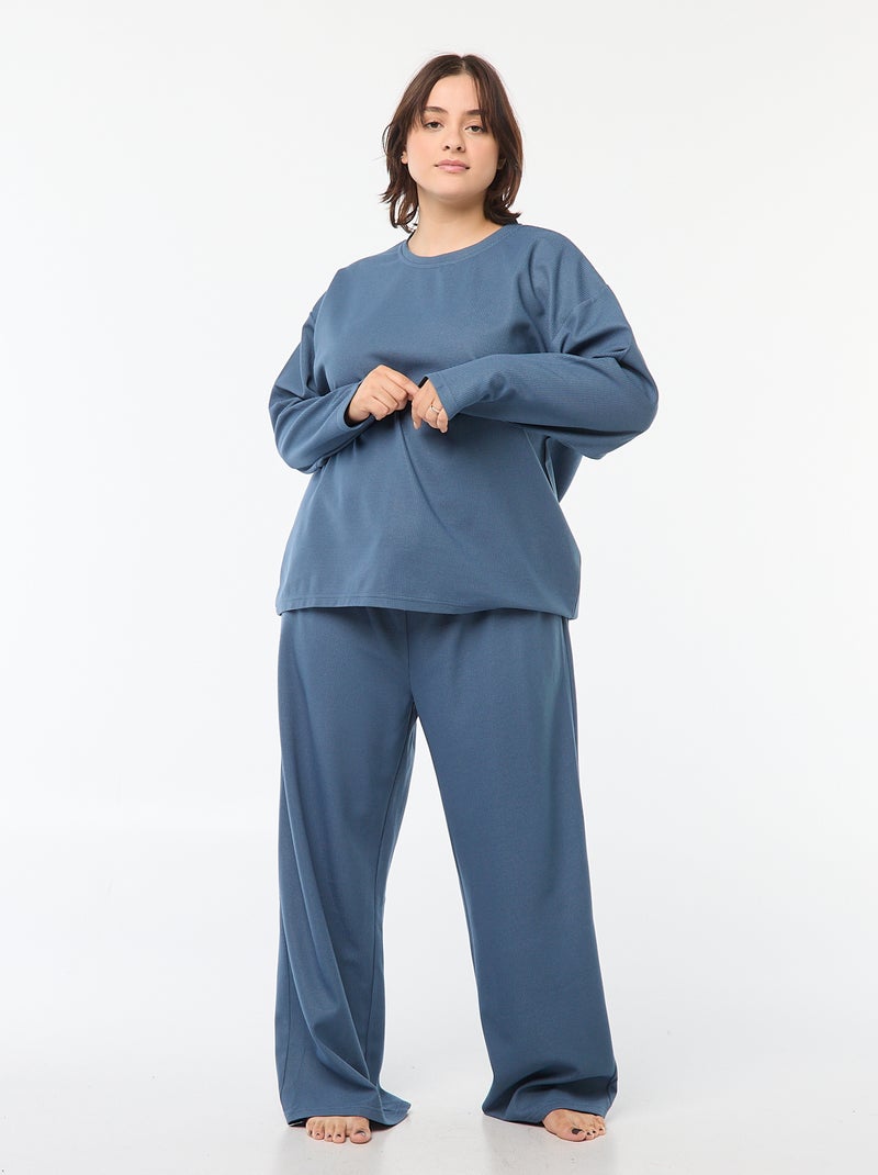 Conjunto de pijama de punto gofrado 2 piezas Azul - Kiabi