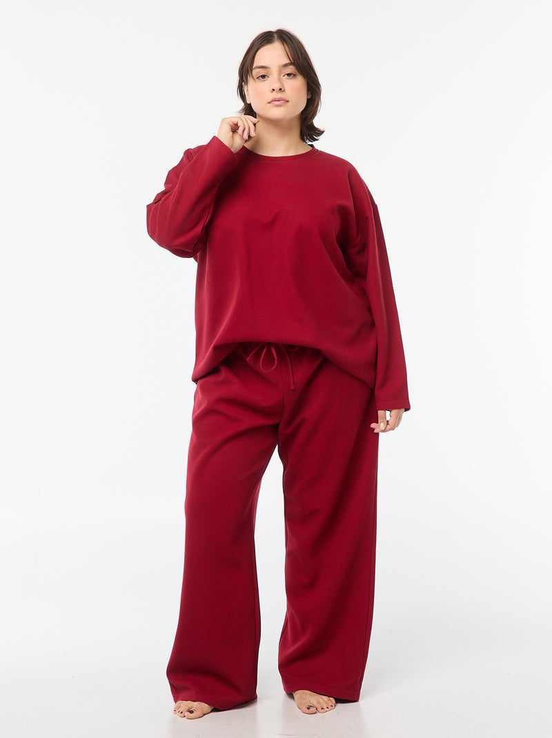 Conjunto de pijama de punto gofrado 2 piezas Rojo - Kiabi