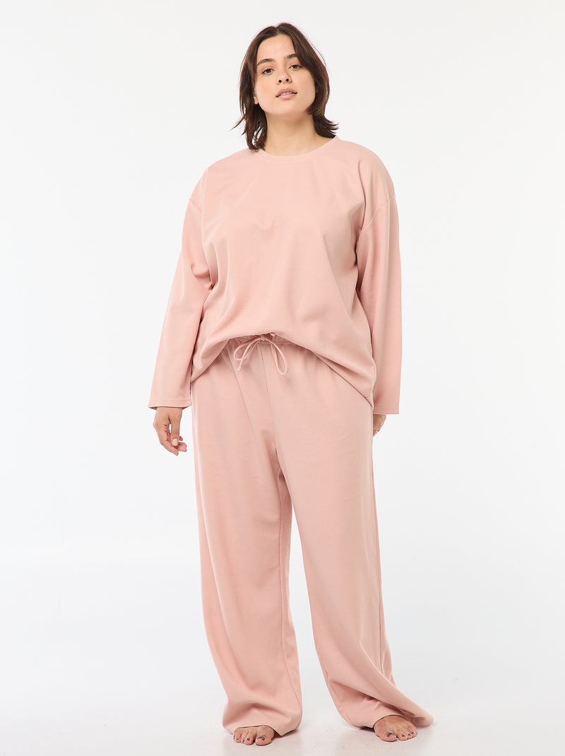 Conjunto de pijama de punto gofrado 2 piezas Rosa - Kiabi