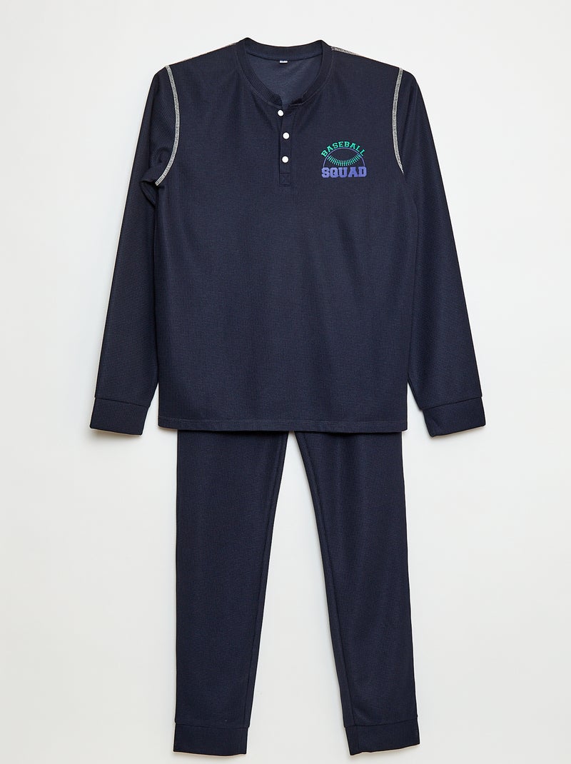 Conjunto de pijama de punto gofrado Baseball - 2 piezas Azul - Kiabi